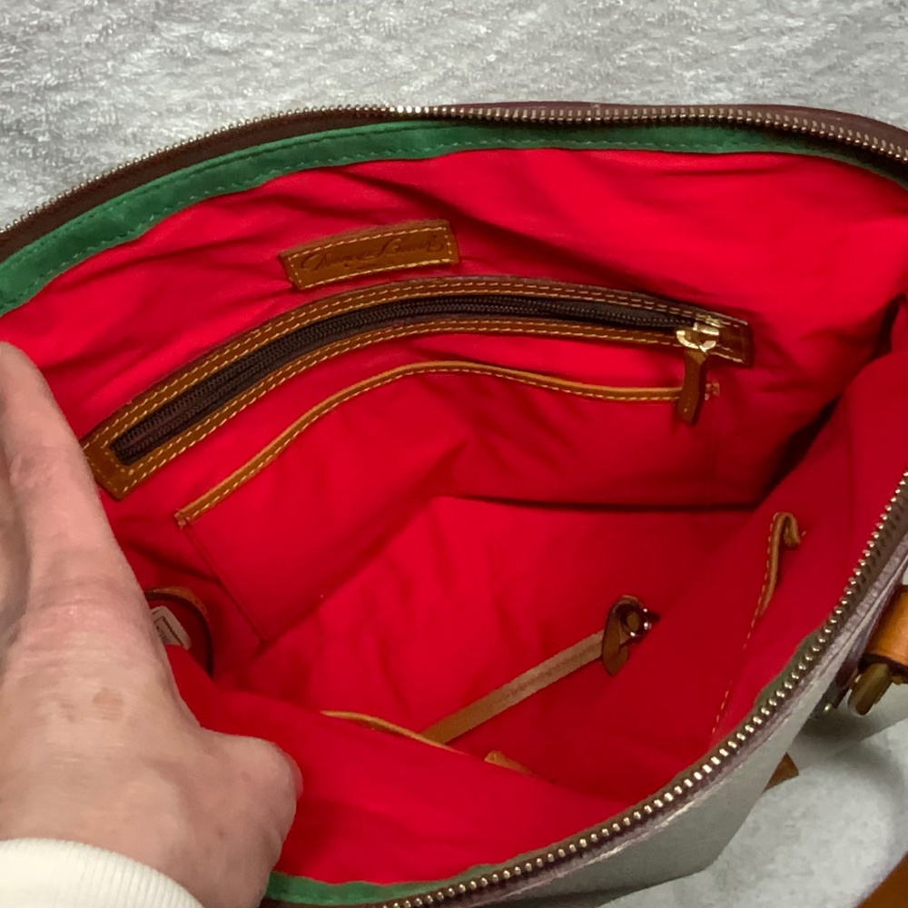 Dooney & Bourke Cream and Tan Domed Leather Satchel - Picture 5 of 16